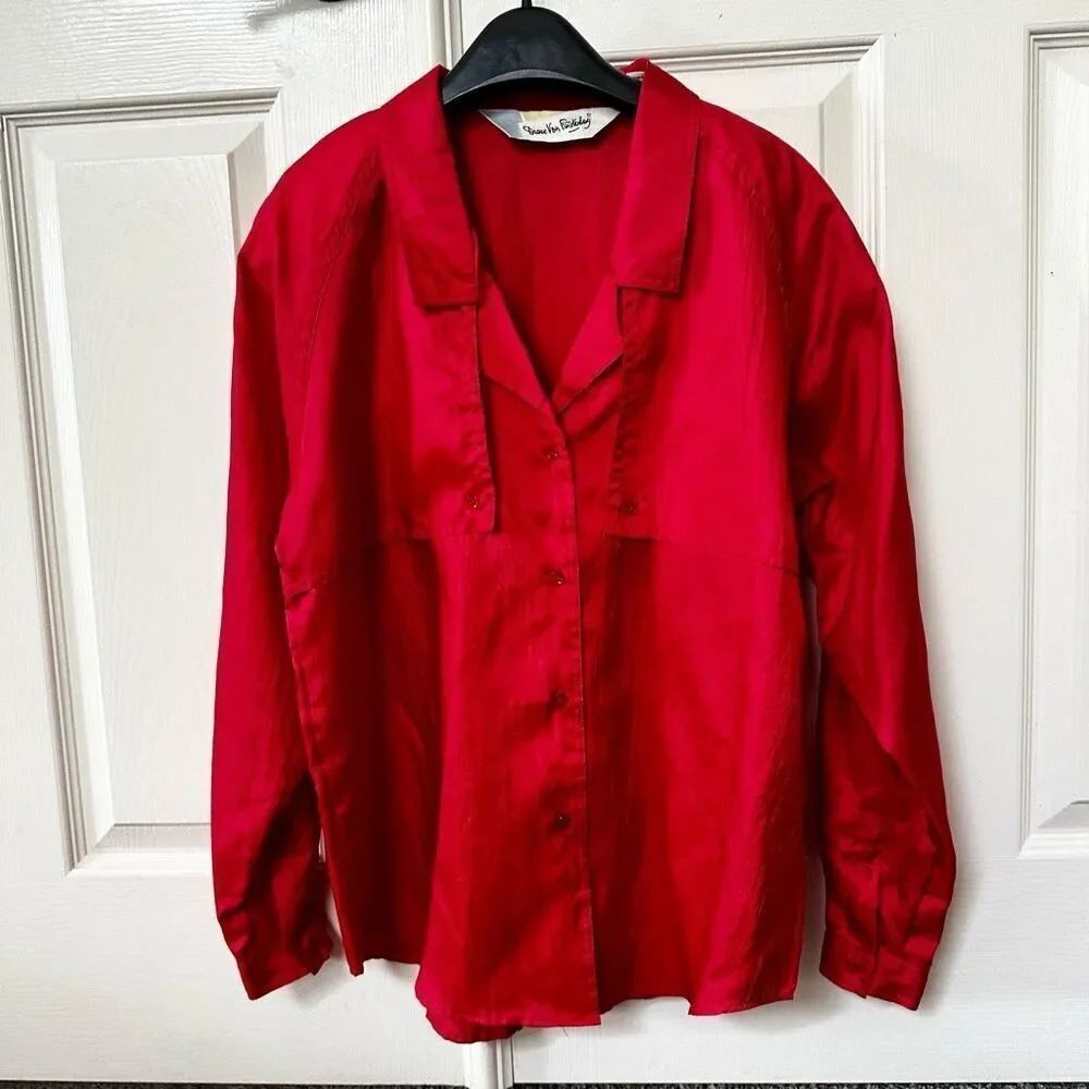 Diane Von Furstenberg red button down vintage shirt